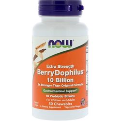 NOW® Foods NOW BerryDophilus Extra Strength (probiotika pro děti), 50 žvýkacích pastilek