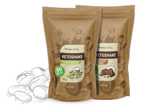Protein&Co. Ketoshake – proteinový dietní koktejl 2 kg ZVOL PŘÍCHUŤ 1: Vanilla dream, ZVOL PŘÍCHUŤ 2: Chocolate brownie