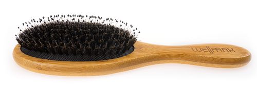 WellMax Bambusový kartáč na vlasy s kančími štětinami