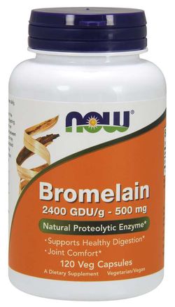 NOW® Foods NOW Bromelain, 500 mg, 120 rostlinných kapslí