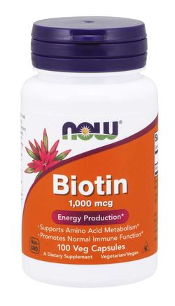 NOW® Foods NOW Biotin, 1000 ug, 100 rostlinných kapslí