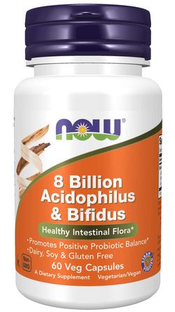 NOW® Foods NOW 8 Billion Acidophilus & Bifidus - probiotika, 60 rostlinných kapslí