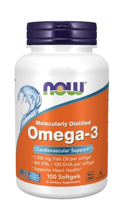 NOW® Foods NOW Omega-3, molekulárně destilované, 100 softgelových kapslí