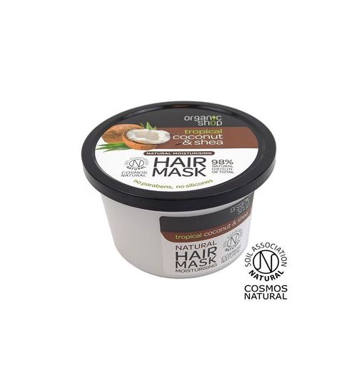 Organic Shop – Tropická kokosová hydratační vlasová maska s bambuckým máslem, 250 ml
