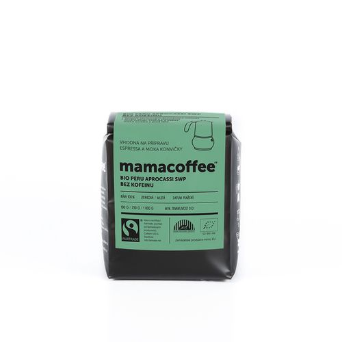 Mamacoffee - Bio Peru Aprocassi SWP bez kofeinu, 250g Druh mletí: Mletá *cz-bio-002 certifikát