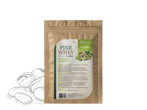 Protein&Co. FINE WHEY – přírodní protein slazený stévií – 30 g Příchuť: Pistachio dessert