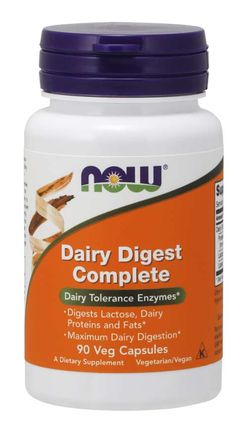 NOW® Foods NOW Dairy Digest Complete, mléčné enzymy pro intoleranci na laktózu, 90 rostlinných kapslí