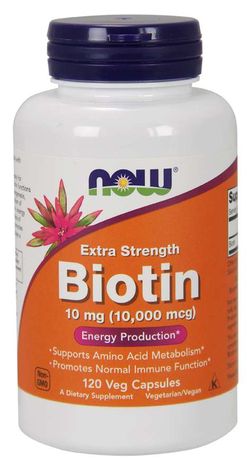 NOW® Foods NOW Biotin, 10 mg Extra Strength, 120 rostlinných kapslí