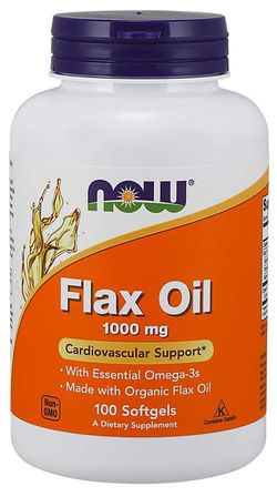 NOW® Foods NOW Flax oil, Lněný olej, 1000 mg, 100 softgelových kapslí