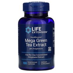 Life Extension Caffeinated Mega Green Tea Extract, extrakt ze zeleného čaje s kofeinem, 100 rostlinných kapslí