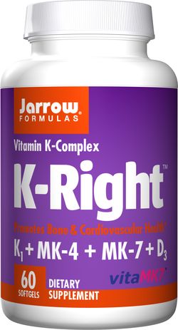 Jarrow Formulas K-Right, Komplex Vitamínu K a D3, 60 softgelových kapslí