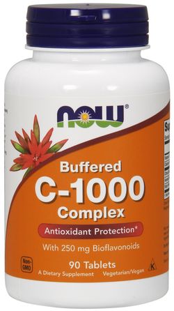 NOW® Foods NOW Buffered Vitamin C-1000 Komplex s 250mg bioflavonoidů, PH neutrální vitamín C, 90 tablet