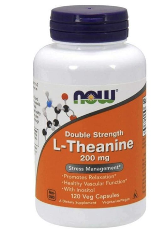 NOW® Foods NOW L-Theanine s Inositolem Double Strength, 200 mg, 120 rostlinných kapslí