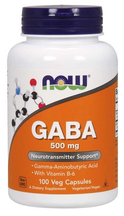 NOW® Foods NOW GABA 500 mg + 2mg Vitamín B6, 100 kapslí