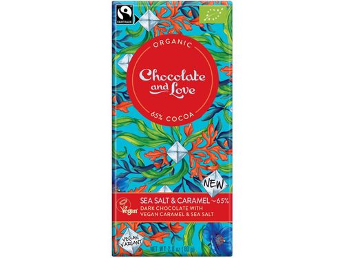 Chocolate and Love C&L Bio čokoláda Sea Salt & Vegan Caramel, 80g *CH-BIO-006 certifikát