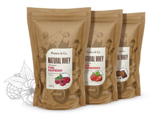 Protein&Co. NATURAL WHEY – prémiový protein bez chemie 2 kg Příchuť 1: Pure raspberry, Příchuť 2: Italian cocoa