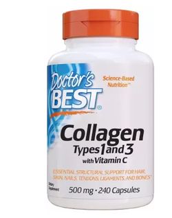 Doctor's Best Doctor’s Best Kolagen prášek, Typ I & III s vitamínem C 500 mg, 240 kapslí