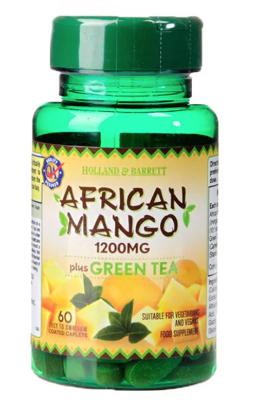 Holland & Barrett Holland&Barrett African Mango with Green Tea (Africké mango se zeleným čajem), 1200 mg, 60 kapslí