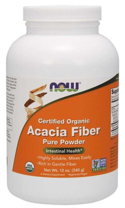 NOW® Foods NOW Acacia Fiber Organic Powder (Akácie, vláknina, prebiotikum), 340 g